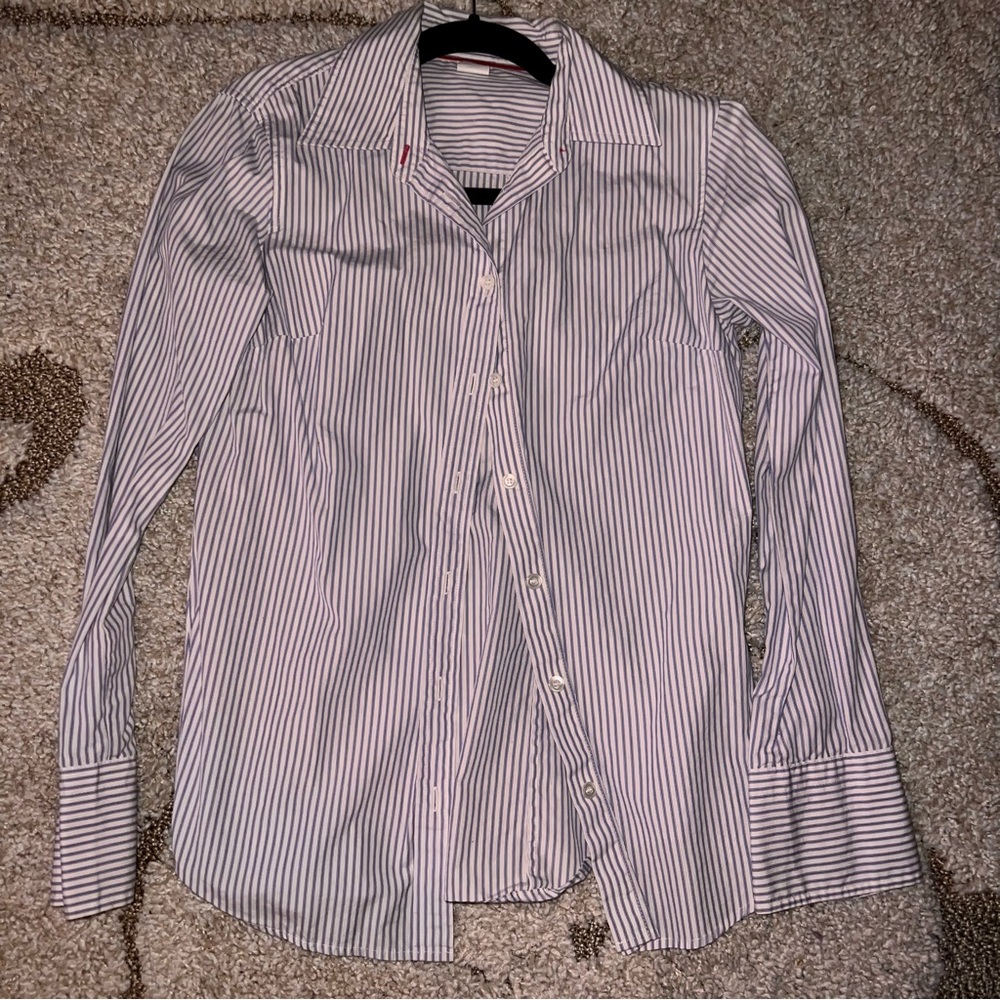 JCrew Blue/White Pinstripe Slim Fit Button Down shirt